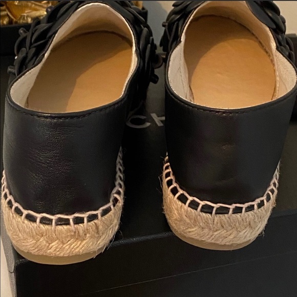 Chanel Black Leather Camellia Espadrilles Size 40 - Picture 7 of 10